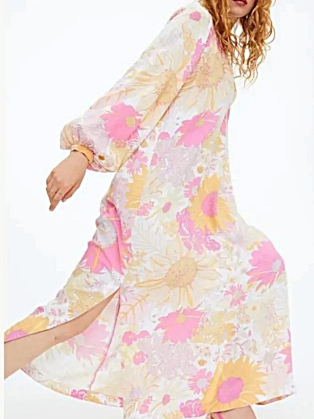 H&M Easy Throw-On Dress Side Cut Relaxed Fit Floral Print Size M NWT